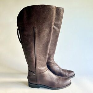 Franco Sarto Chocolate Brown Genuine Leather Knee High Boots size 9